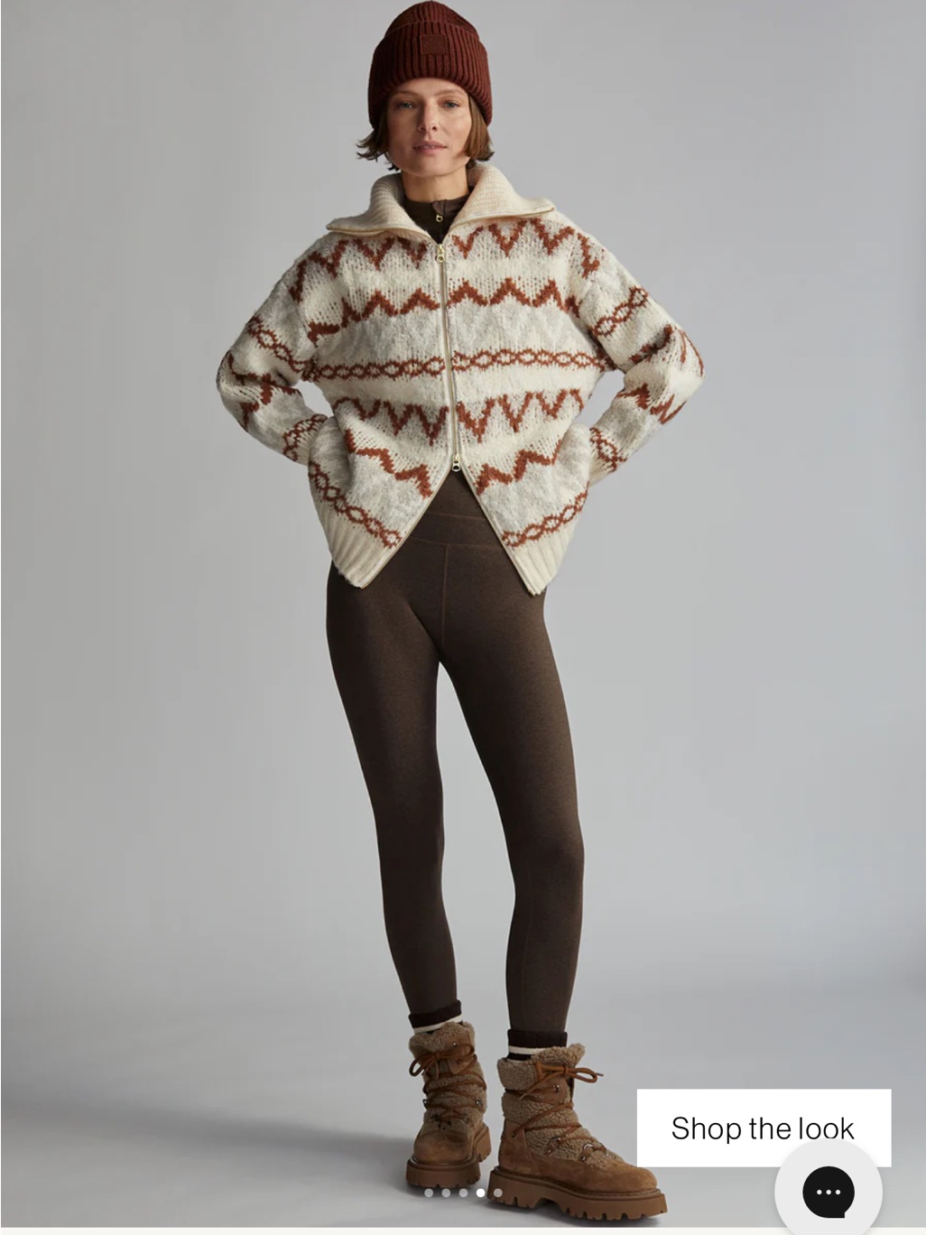 Varley Brooke Fairisle Knit Zip Jacket Whitecap Mountain Fairisle Women Large